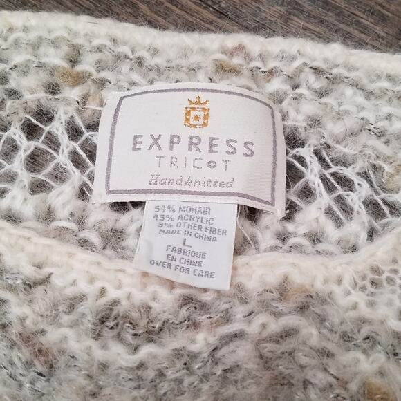 EXPRESS Mohair sweater Cream Gray Sz. L - Picture 5 of 6